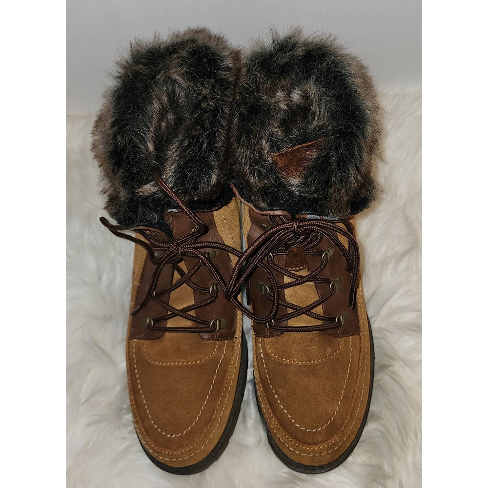 Sporto Holly Suede Winter Ankle Boots Chestnut Brown Faux